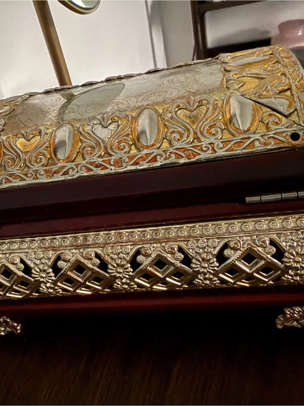 Ornate Gold and Mahogany Decorative Jewelry Box - Home Accents